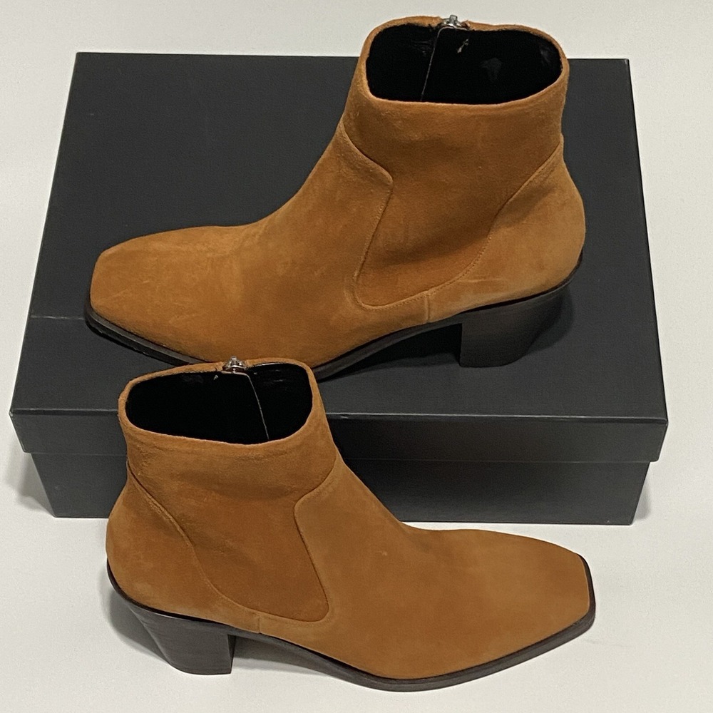 RAG & BONE Axel Mid Block Heel Boot Bootie SUEDE CINNAMON SQUARED EU 40 US 10